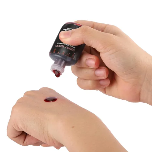 Vista 3 de CCBeauty Sangre falsa lavable, maquillaje de sangre para chorro, sangre líquida comestible realista segura para ropa, disfraz de Halloween, teatro