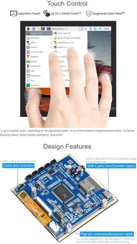 Vista 6 de waveshare Pantalla LCD IPS táctil capacitiva HDMI de 4 pulgadas compatible con Raspberry Pi 4B/3B+/3A+/2B/B+/A+/Zero/Zero W/WH/Zero 2W CM3+/4 720 ×