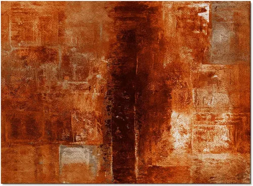Vista 3 de Alfombra rectangular para sala de estar, dormitorio, alfombra residencial antideslizante de color naranja quemado, alfombras de cocina, arte