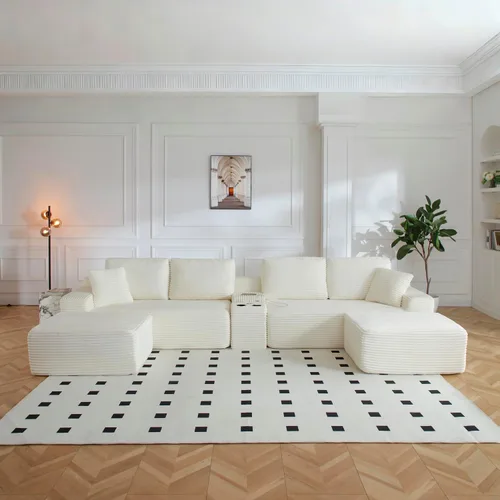 Vista 22 de Sofá seccional Cloud de 108 pulgadas, sofá seccional modular moderno con asiento profundo, sofás de pana sin estructura con chaise en forma de L