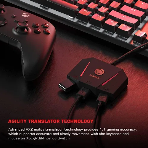Vista 3 de leadjoy VX2 AimBox - Adaptador de teclado y mouse para consola de juegos convertidor de conexión con cable con conector de estudio de 0138in