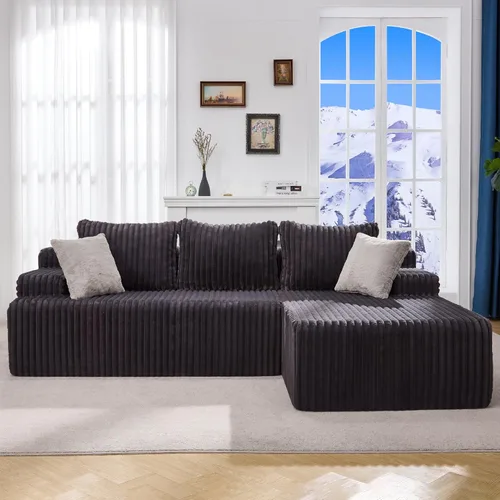 Vista 70 de Hobestluk - Sofá modular sin hueso, sofá seccional en forma de L 96" Right Facing Chaise Black,Memory Foam,Removable Cover,Non-slip Bottom,No