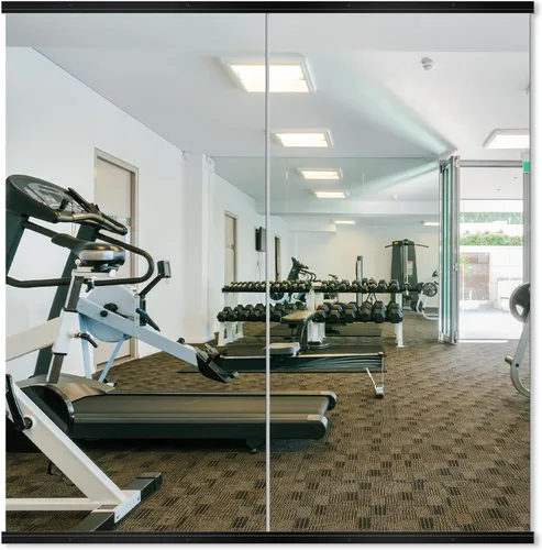 Vista 13 de Delma Espejo de gimnasio en casa, 48 x 24 x 2 unidades, vidrio templado grande de cuerpo completo, sin marco, montado en la pared para gimnasio