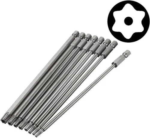 Vista 9 de Yakamoz 8pcs 3.937 in Longitud 1/4 pulgada Hex Shank Magnético Torx Seguridad Destornillador Eléctrico Bits Set