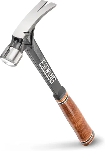 Vista 5 de Estwing Serie Ultra - Martillo de carpintero de 15 oz con gancho para arrancar, cara fresada y mango de cuero genuino - E15SM
