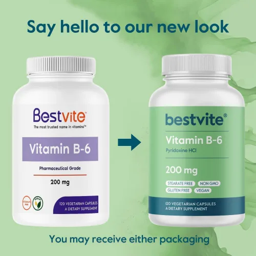 Vista 7 de BESTVITE Vitamina B-6 200 mg (120 cápsulas vegetarianas) - Sin estearatos - Sin agentes de flujo - Vegano - Sin OMG - Sin gluten