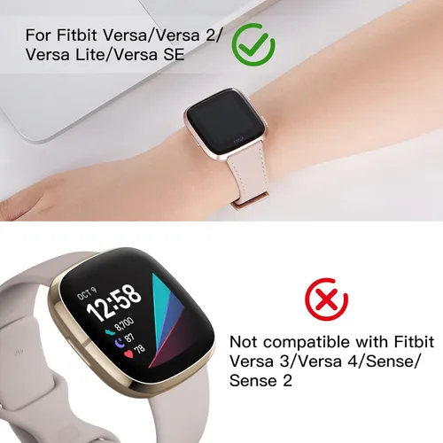 Vista 4 de WFEAGL Correa para Fitbit Versa, correa de cuero de grano superior para reloj inteligente Fitbit Versa Fitness (correa negra + hebilla negra)