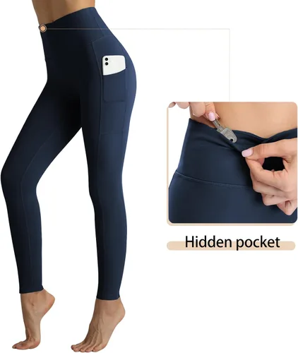 Vista 3 de RIMLESS 7 Women's Leggings with Pockets High Waist Cotton Yoga Pants Workout Running Athletic Compression Capris