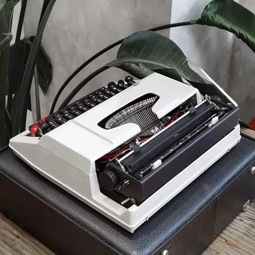 Vista 4 de Máquina de escribir vintage de uso normal, máquina de escribir inglesa, 1980 Nostalgia clásica portátil retro máquina de escribir manual, máquina