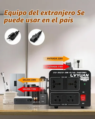 Vista 4 de LVYUAN Convertidor Transformador de Voltaje de 2000 Vatios Elevador/Reductor Convierte de 110-120 Voltios a 220-240 Voltios y de 220-240 Voltios a
