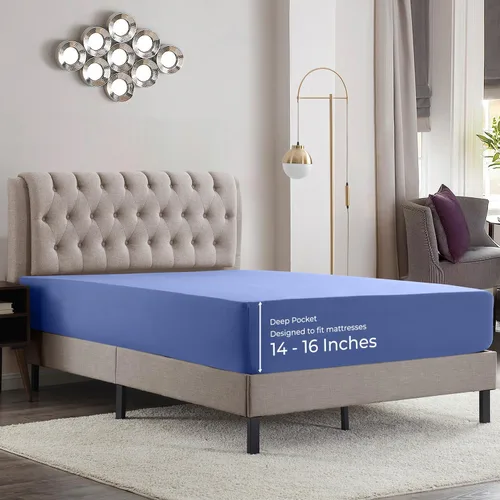 Vista 25 de Empyrean Bedding Sábanas de cama individual – Sábana bajera ajustable de 14 a 16 pulgadas individual – Sábana bajera súper suave individual – Sábana