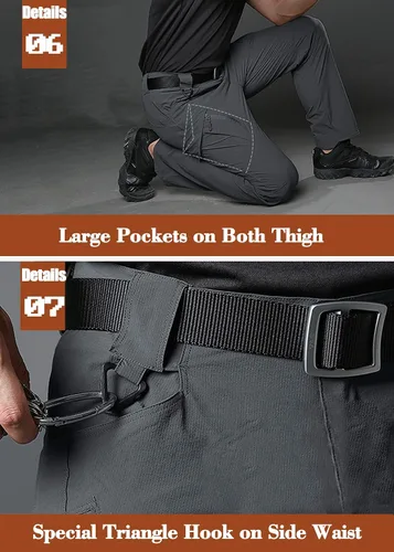 Vista 6 de MAGCOMSEN Pantalones de senderismo de trabajo para hombre con 9 bolsillos pantalones tácticos de secado rápido