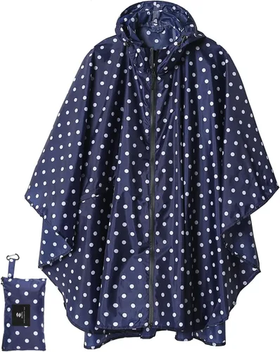 Vista 36 de SaphiRose - Poncho de lluvia unisex impermeable con capucha para mujeres adultas con bolsillos A-negro-blanco