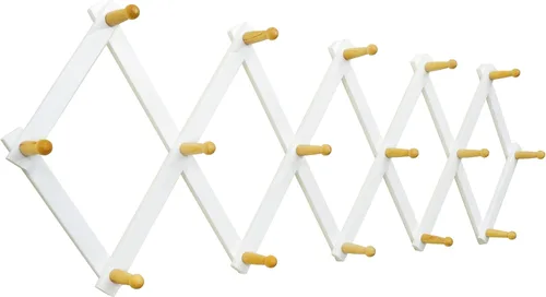 Vista 15 de SKOLOO Perchero de pared para sombreros con 14 ganchos, de madera maciza, moderno, perchero de pared expandible para abrigos, sombreros, bolsos
