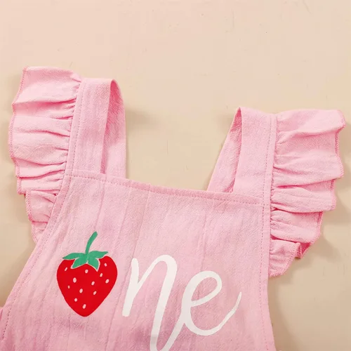 Vista 3 de GRNSHTS Trajes de primer cumpleaños para niñas con volantes para primer cumpleaños, mameluco sin espalda