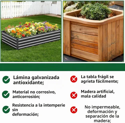 Vista 7 de Vengarus 8x4x1 pies (paquete de 2) Kit de cama de jardín elevada galvanizada, caja de maceta de metal para exteriores para verduras, contenedor