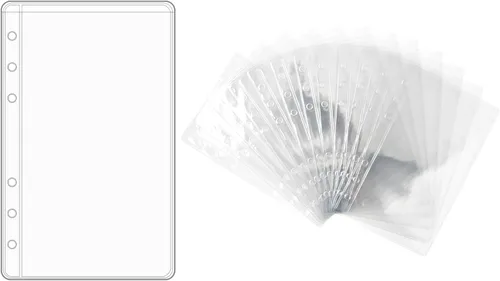 Vista 8 de NatSumeBasics 12 bolsillos A5 para carpeta transparentes sin cremallera, sobres de presupuesto para efectivo de 5 x 8 pulgadas, protectores de hojas