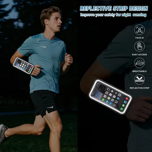 Vista 9 de Brazalete para correr en el antebrazo, resistente al sudor para correr, se adapta a teléfonos de 7 pulgadas Armband cell phone holder with Card