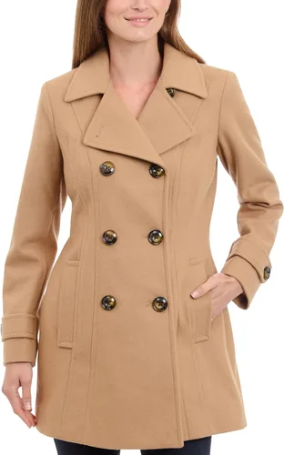 Vista 10 de Anne Klein Abrigo clásico de lana con doble botonadura para mujer Negro