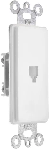 Vista 4 de Leviton Decora Insert, 6P4C, terminales de tornillo, 40649-T, almendra clara Marrón (Light Almond)
