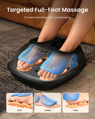 Vista 3 de RENPHO Masajeador completo de pies con calor [2026 actualizado], 3 niveles de compresión y amasamiento profundo, masaje de pies shiatsu