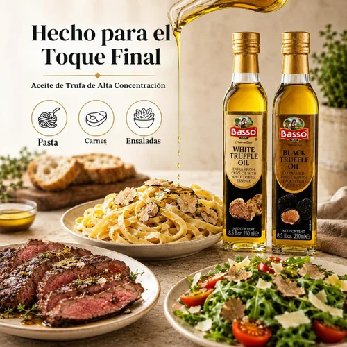 Vista 5 de Juego de aceite de trufa blanco y negro, tamaño de botella grande, 2 botellas de 8.5 onzas (8.5 fl oz), alto concentrado