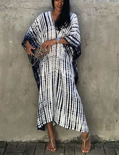Vista 6 de AILUNSNIKA Vestido de caftán para mujer talla grande manga murciélago traje de baño de bikini