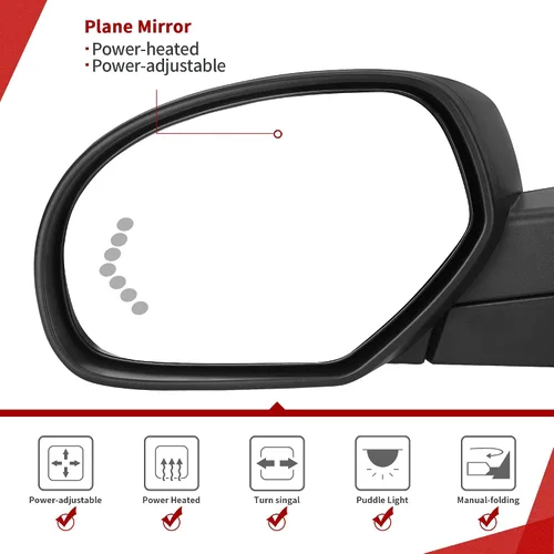 Vista 2 de YITAMOTOR Espejo retrovisor izquierdo para remolque con vidrio ajustado eléctricamente y calefactado, señal de giro LED con flecha, lámpara