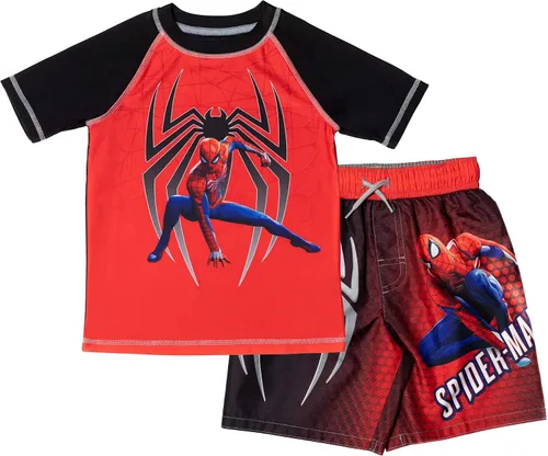 Vista 10 de Marvel Conjunto de 2 piezas de traje de baño y traje de baño para niños Hombre Araña Azul