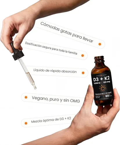 Vista 5 de NutraChamps Gotas de vitamina D3 K2, vitamina líquida D3 5000 UI y K2 D3 con MK7, gotas de vitamina D para niños, huesos, salud cardíaca e