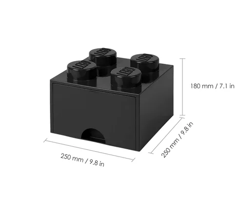 Vista 3 de Lego - Caja en forma de bloque tipo Lego, 4 perillas, 1 caja, apilable, caja de almacenamiento Caja de almacenamiento apilable con tapa