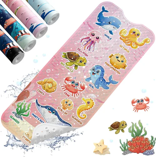 Vista 12 de XIYUNTE Alfombra de Baño para Bebé para Bañera Antideslizante Alfombra de Baño para Niños - 40"x16" Alfombra de Bañera Extra Larga Antideslizante