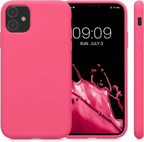 Vista 5 de kwmobile Funda compatible con Apple iPhone 11 - Funda protectora de silicona TPU suave y delgada - Rosa impresionante