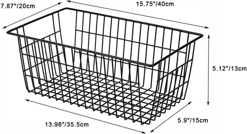 Vista 9 de SANNO Organizador de cesta para congelador, divisor de almacenamiento de alambre de metal para refrigerador, contenedores domésticos con asas