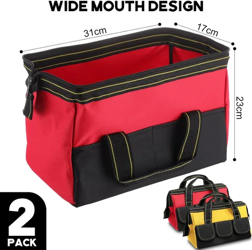 Vista 2 de 2 bolsas de herramientas con base moldeada resistente al agua, múltiples bolsillos, bolsa de herramientas de boca ancha, organizador multifuncional