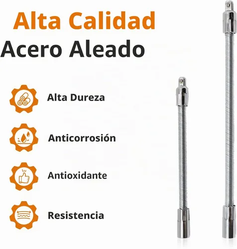 Vista 4 de Juego de barras de extensión de dado flexible de 1/2", extensión de llave inglesa flexible, mango de extensión de dado de 2 piezas
