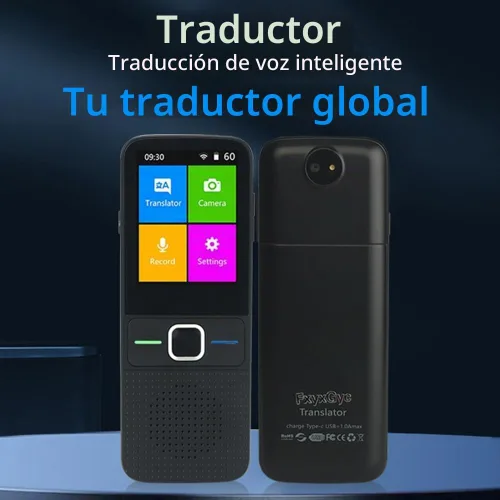 Vista 2 de Dispositivo de traductor de idiomas, dispositivo de traductor instantáneo portátil compatible con WiFi/Bluetooth/Offline bidireccional en tiempo