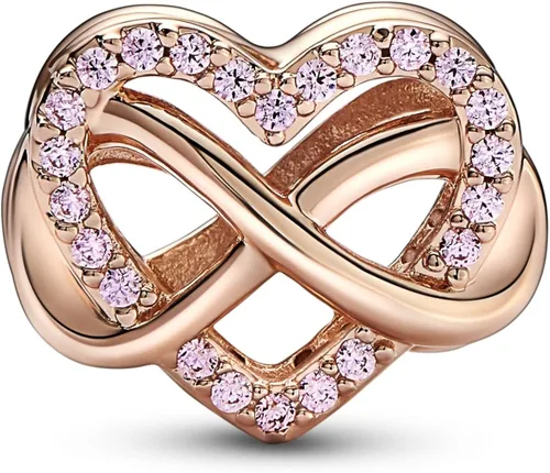 Vista 2 de PANDORA Family Infinity - Dije de corazón rosa, 782246C01, Gema, Circonita cúbica
