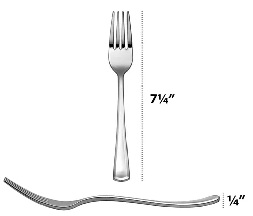 Vista 2 de Plasticpro Tenedores desechables de plástico plateado resistente, cubiertos de plástico elegante que parecen cubiertos de plata real, utensilios