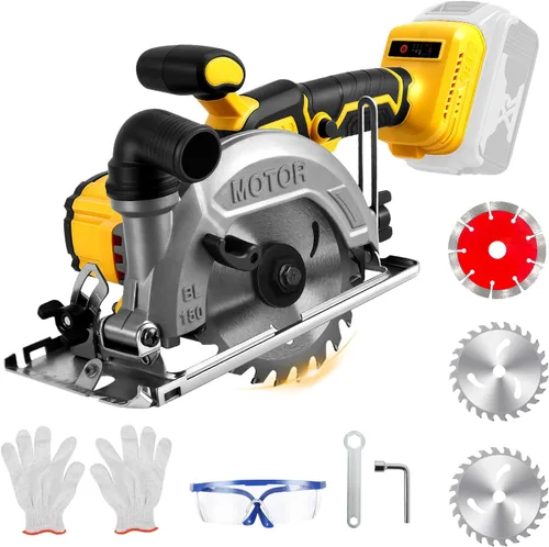 Vista 10 de Sierra circular inalámbrica de 5 pulgadas para batería Dewalt de 20 V (sin batería), sierra de madera eléctrica con motor sin escobillas, bisel