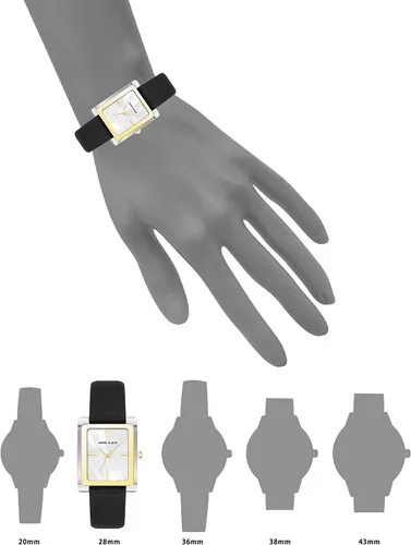 Vista 4 de Anne Klein Reloj con correa de cuero para mujer, NegroTwo Tone, Movimiento de cuarzo