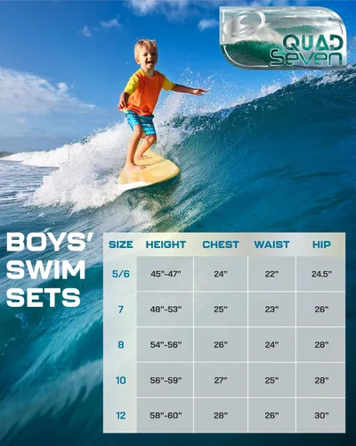 Vista 6 de Quad Seven Camiseta de natación para niños, paquete de 2 unidades de protección solar de secado rápido de manga corta para niños, jóvenes, niños