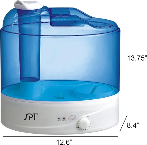 Vista 7 de SPT SU-2020: Humidificador ultrasónico de 2 galones, blanco/azul