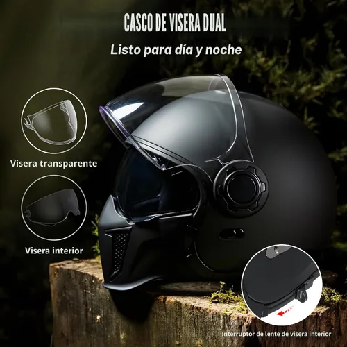 Vista 6 de TRIANGLE Casco de motocicleta convertible de cara completa aprobado por DOT Negro
