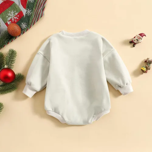 Vista 3 de Traje de Navidad para bebé recién nacido, con cuello redondo, manga larga, con burbujas, de gran