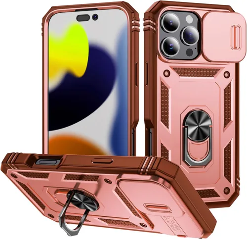 Vista 17 de Funda para iPhone 14, a prueba de golpes, resistente a los impactos, con lente deslizante protectora para iPhone 14 (6.1 pulgadas) (azul)
