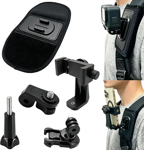 Vista 9 de Soporte ajustable para arnés de correa de pecho para teléfono celular, soporte de clip para iPhone, GoPro Hero, AKASO, DJI Osmo cámaras de acción