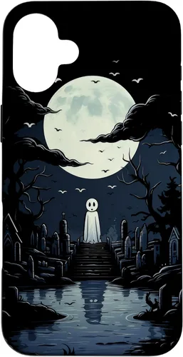 Vista 22 de iPhone 16 Ghost Halloween Cemetery Scary Creepy Case