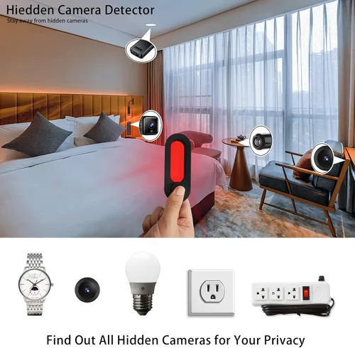 Vista 2 de Detector de cámara oculta, detector de dispositivo oculto LED con visor infrarrojo – Buscador de cámara antiespía de tamaño bolsillo localiza