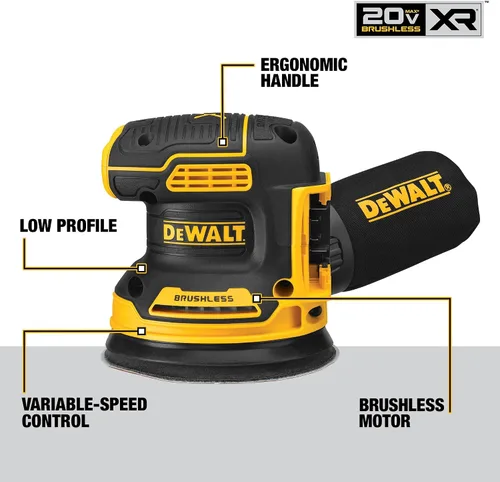 Vista 15 de DEWALT - Lijadora orbital de 20 V MAX, solo herramienta (DCW210B)
